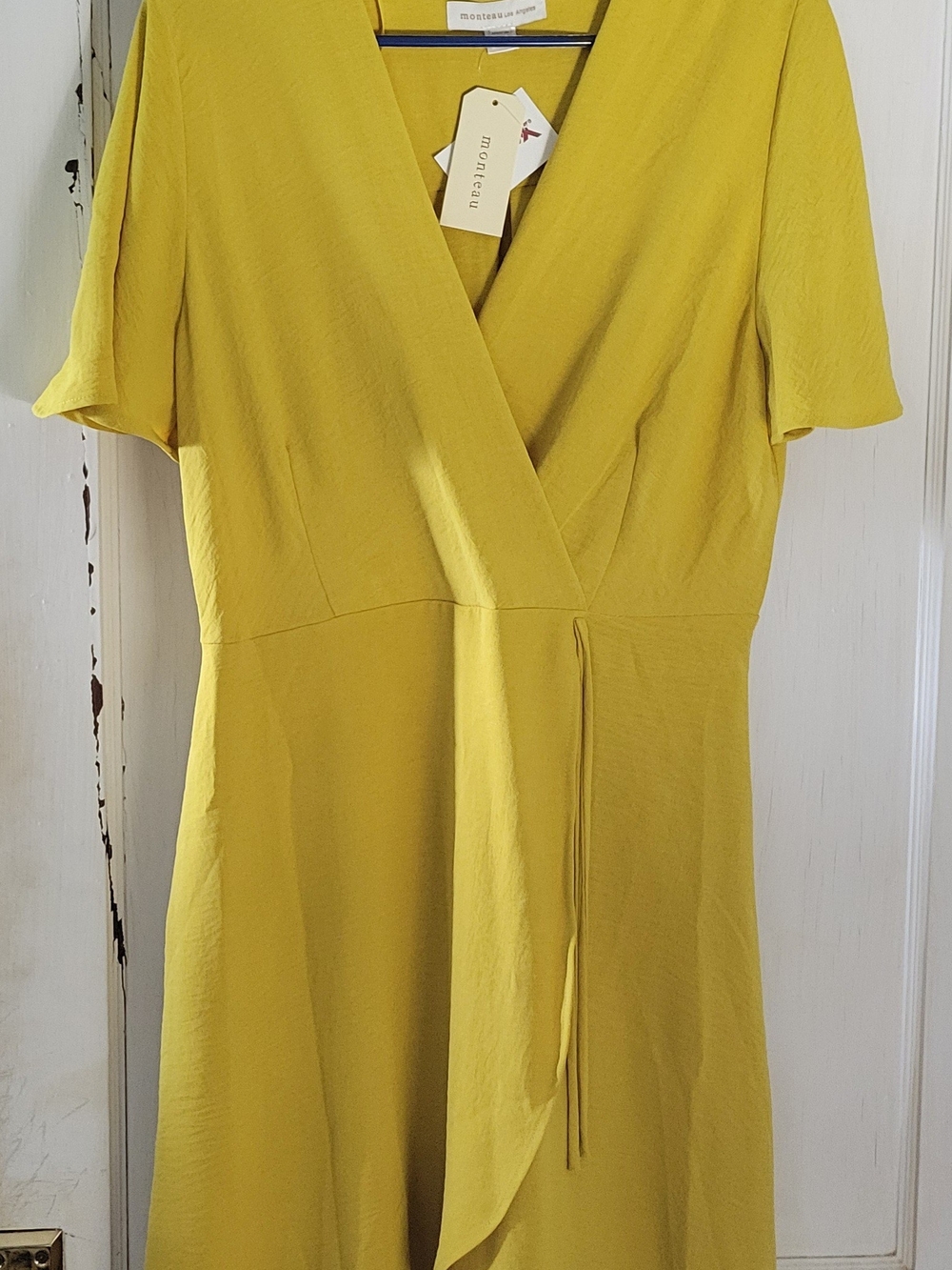 Monteau Mustard Wrap Midi Dress